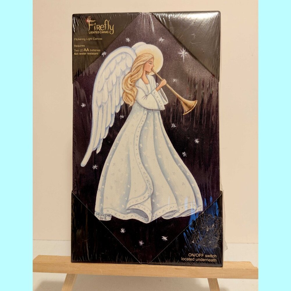 Lighted Canvas Angel Picture New in Package Christmas Decor Flickering Lights